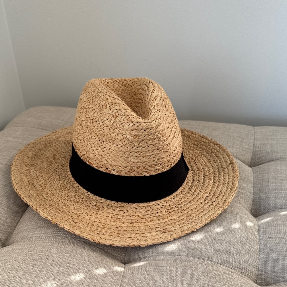 Zara Straw Fedora Hat with Black Band